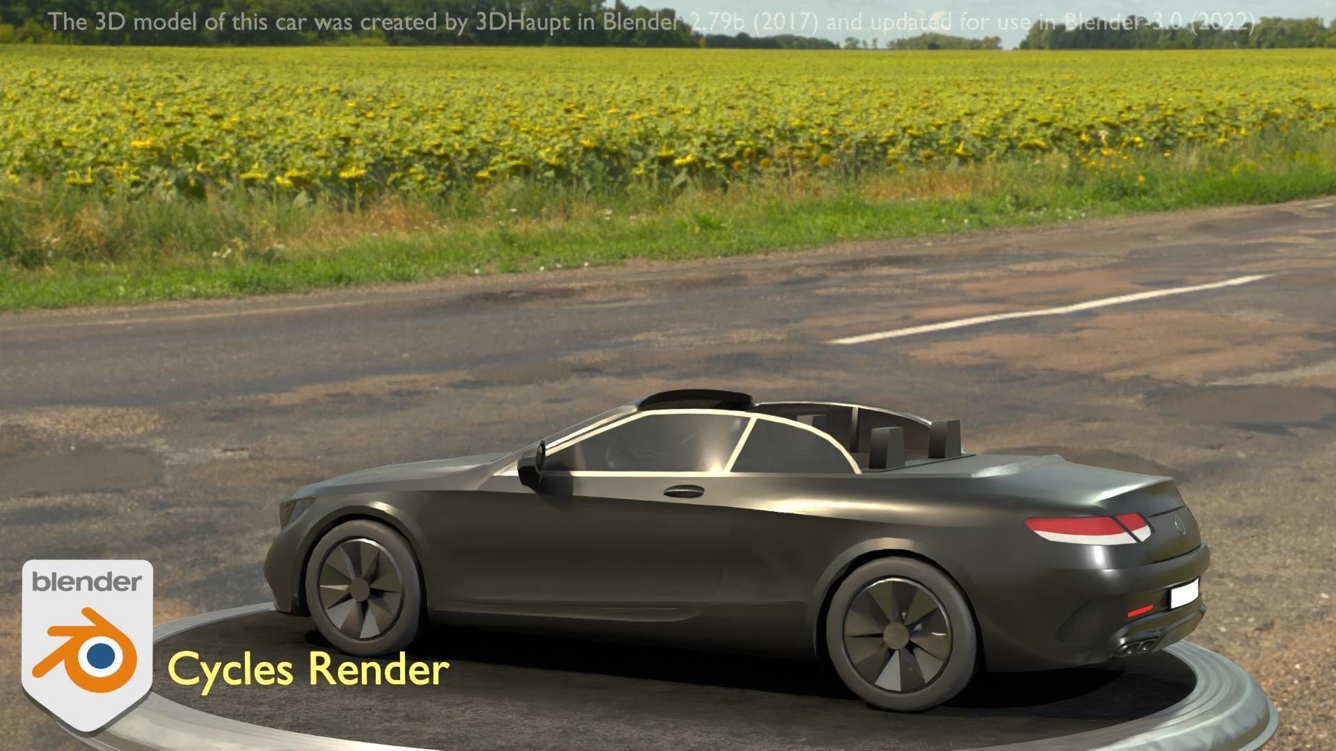 City Car 8 Top-Class Cabrio Open Type-A Black Low-poly 3D model_78