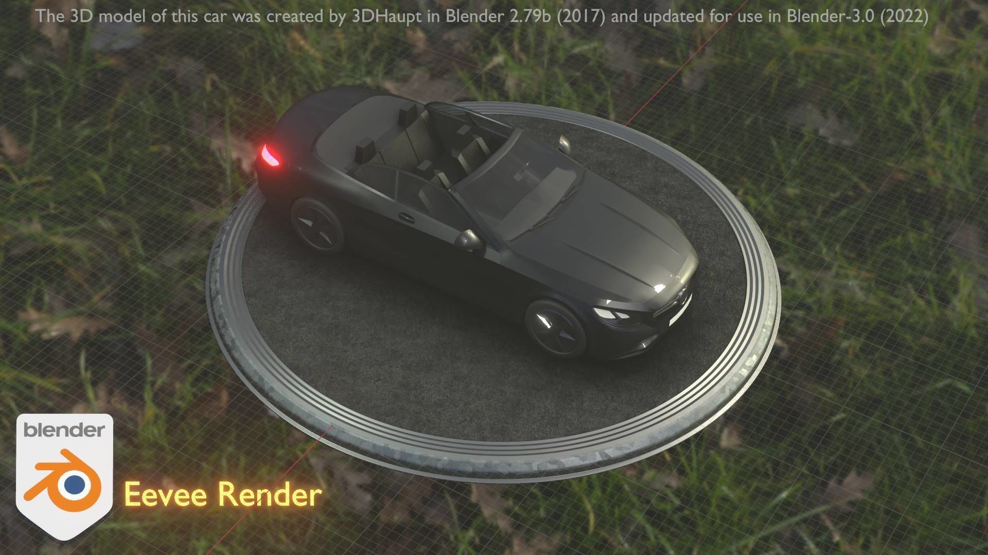 City Car 8 Top-Class Cabrio Open Type-A Black Low-poly 3D model_26