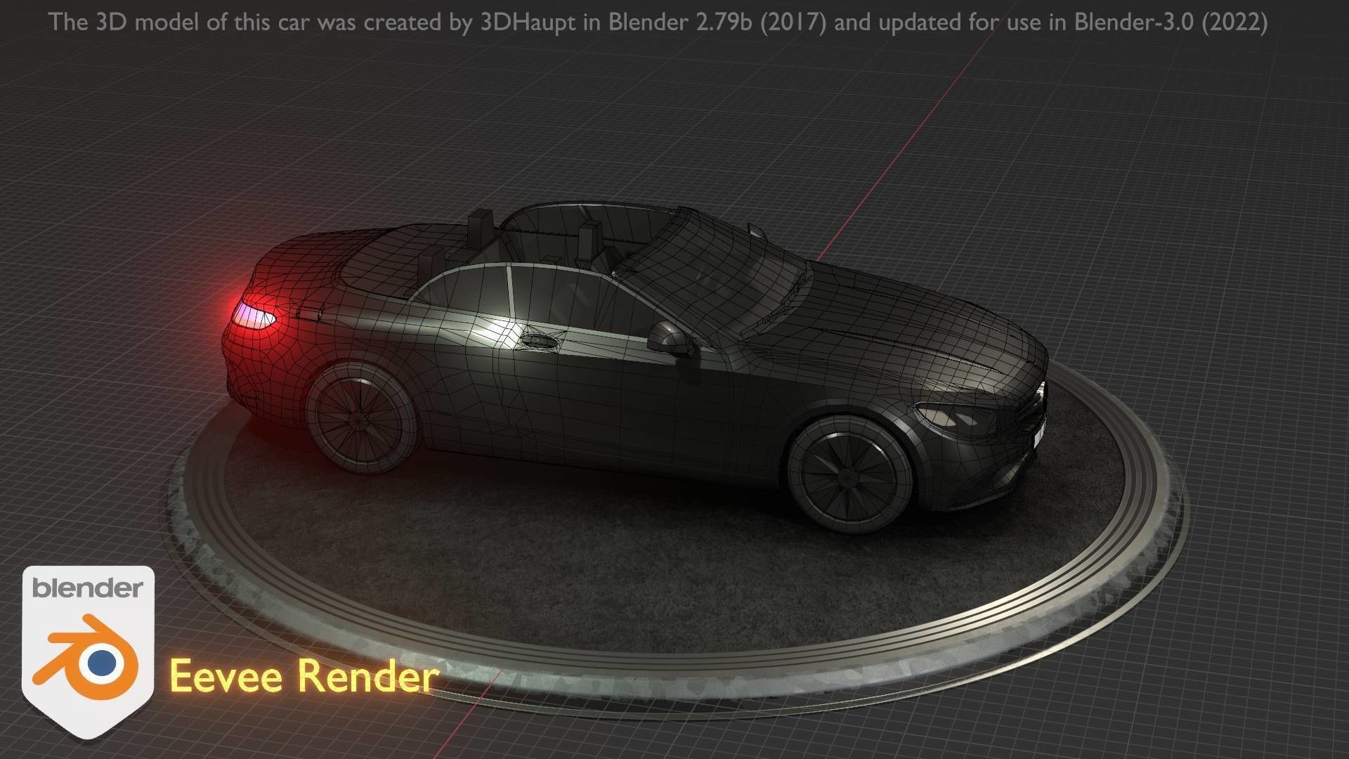 City Car 8 Top-Class Cabrio Open Type-A Black Low-poly 3D model_56