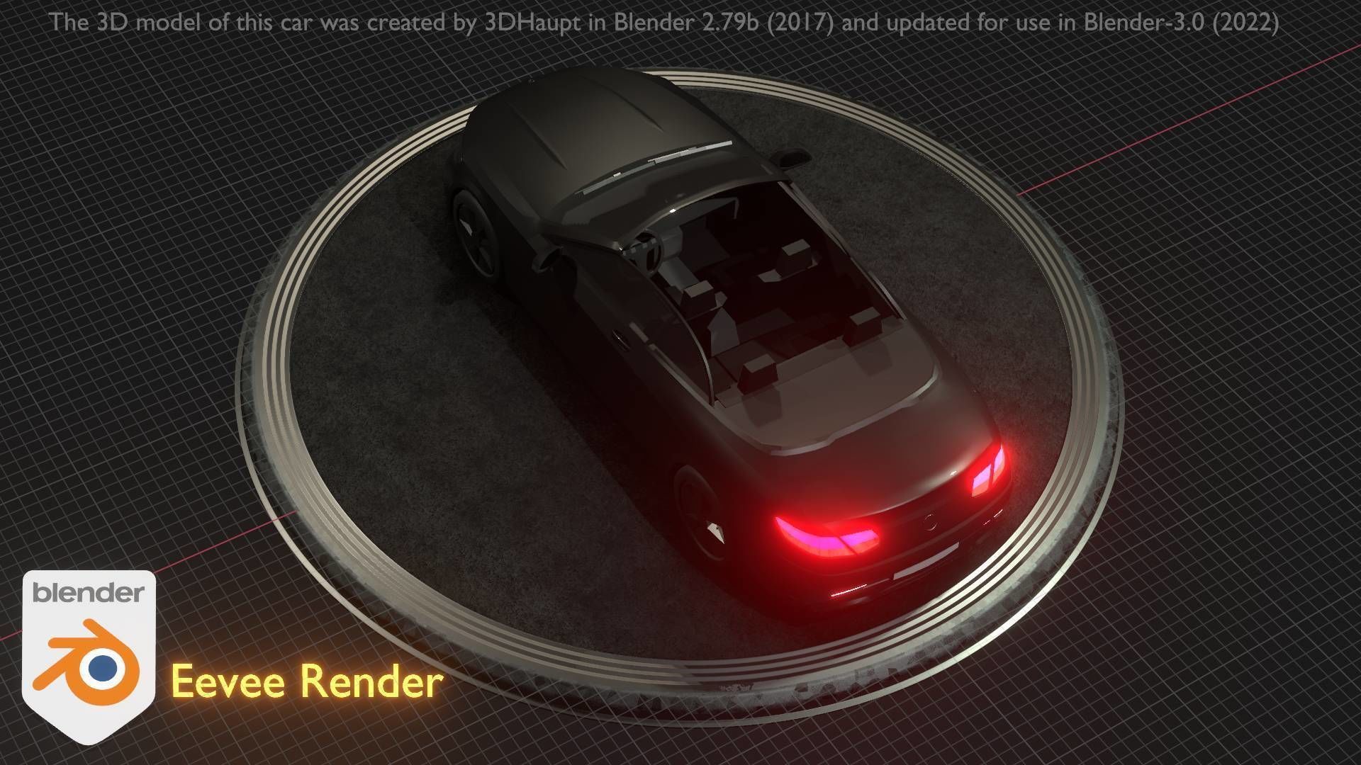 City Car 8 Top-Class Cabrio Open Type-A Black Low-poly 3D model_63