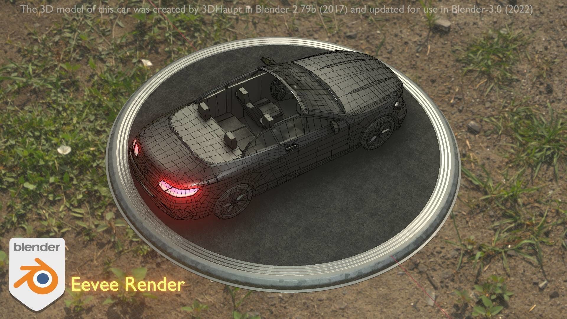 City Car 8 Top-Class Cabrio Open Type-A Black Low-poly 3D model_67