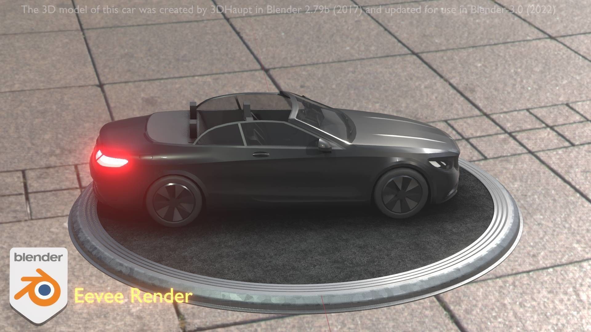 City Car 8 Top-Class Cabrio Open Type-A Black Low-poly 3D model_98