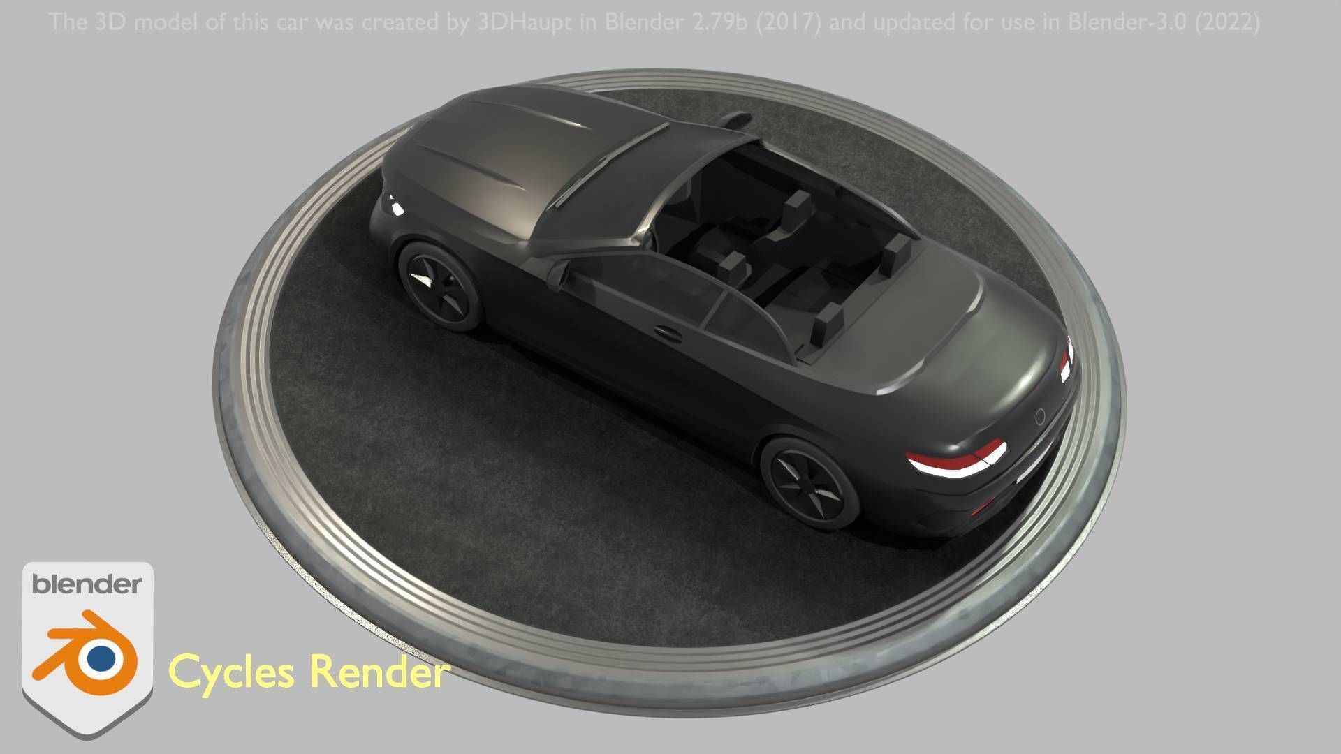 City Car 8 Top-Class Cabrio Open Type-A Black Low-poly 3D model_62