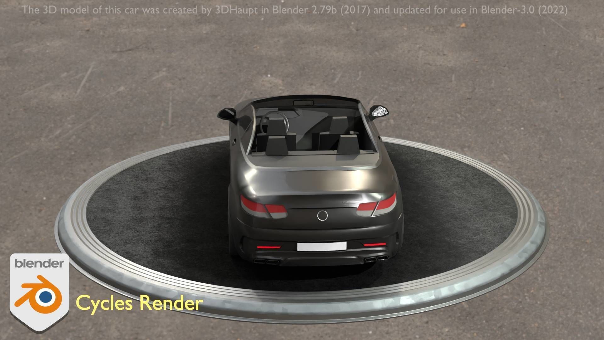 City Car 8 Top-Class Cabrio Open Type-A Black Low-poly 3D model_51