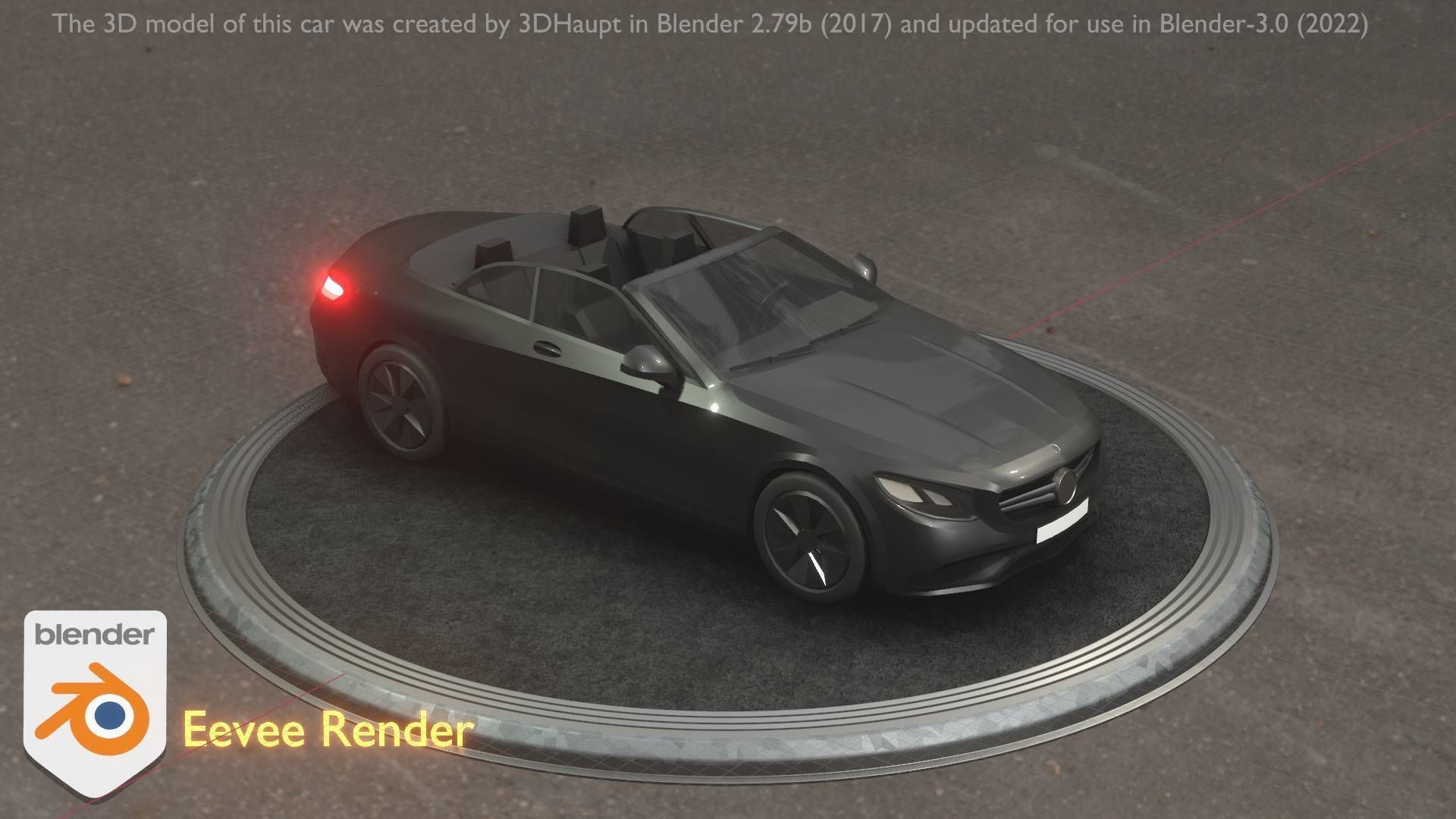 City Car 8 Top-Class Cabrio Open Type-A Black Low-poly 3D model_99