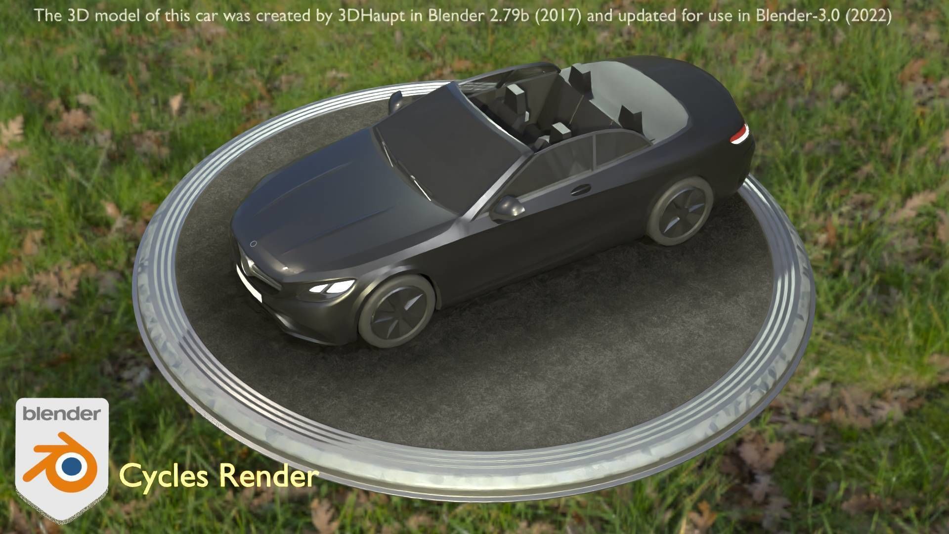 City Car 8 Top-Class Cabrio Open Type-A Black Low-poly 3D model_15