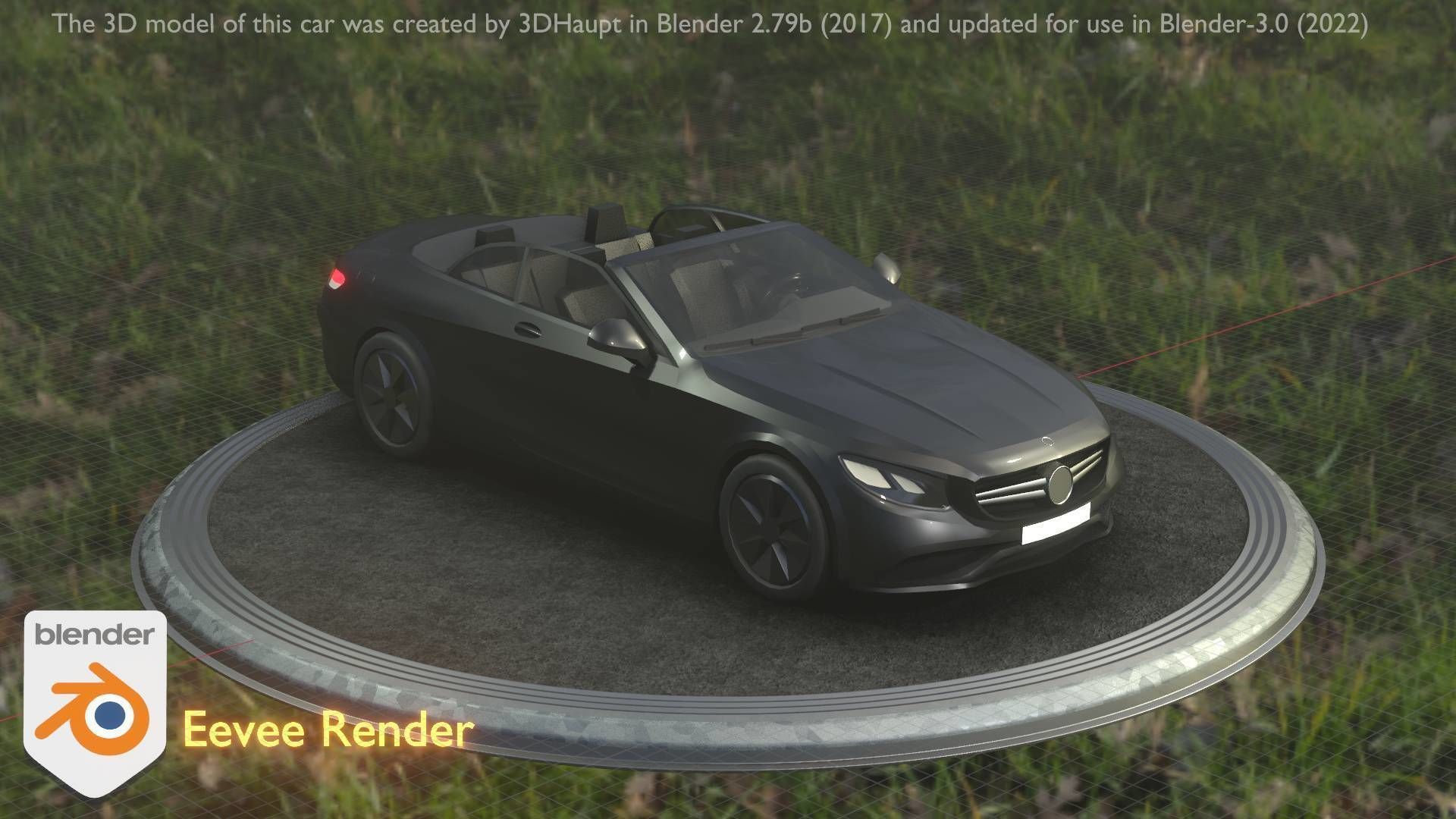 City Car 8 Top-Class Cabrio Open Type-A Black Low-poly 3D model_87