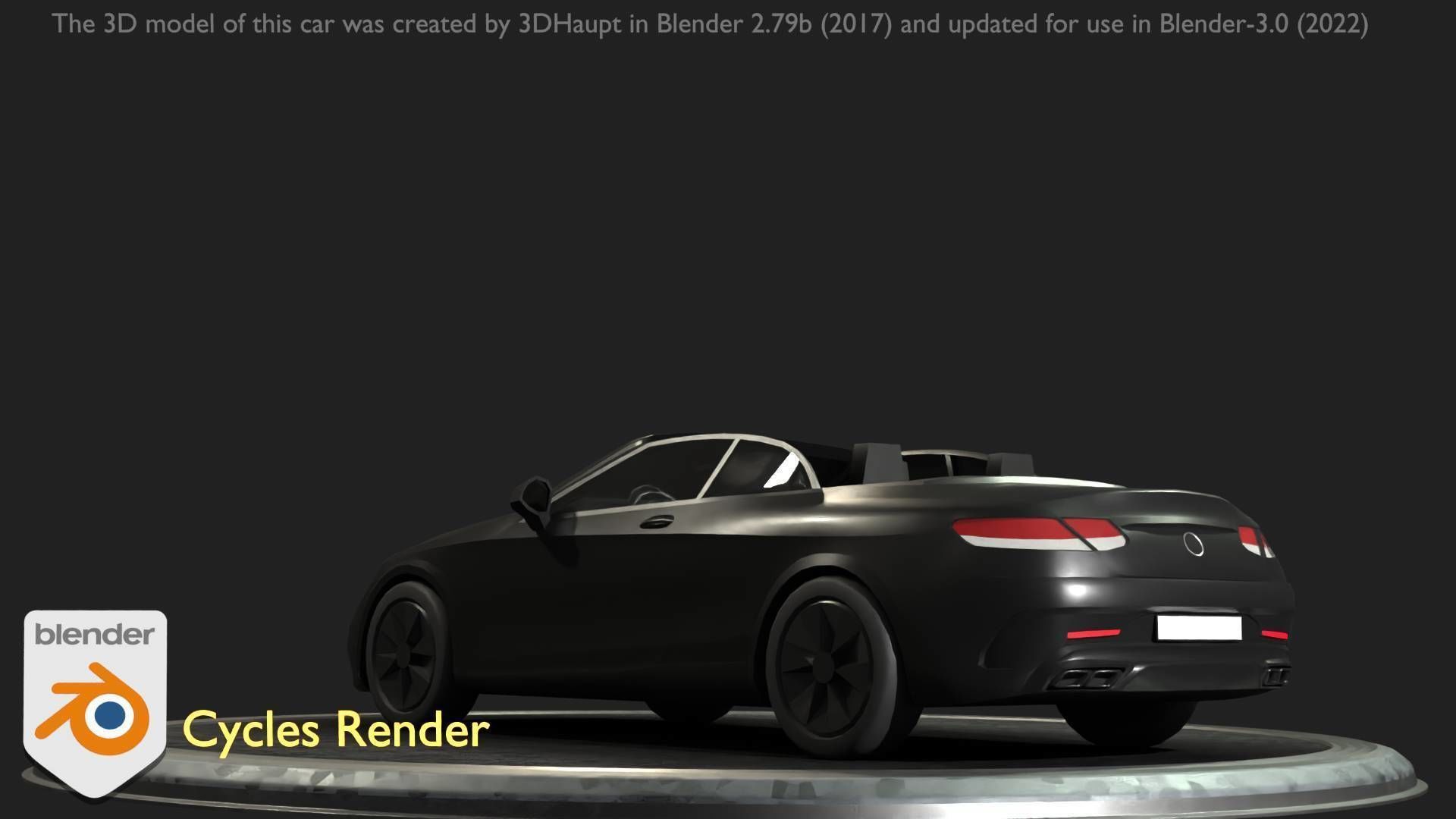 City Car 8 Top-Class Cabrio Open Type-A Black Low-poly 3D model_35