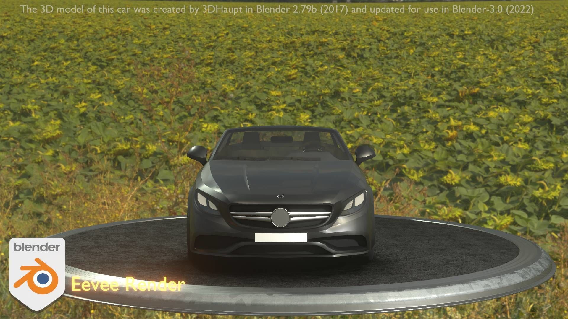 City Car 8 Top-Class Cabrio Open Type-A Black Low-poly 3D model_3