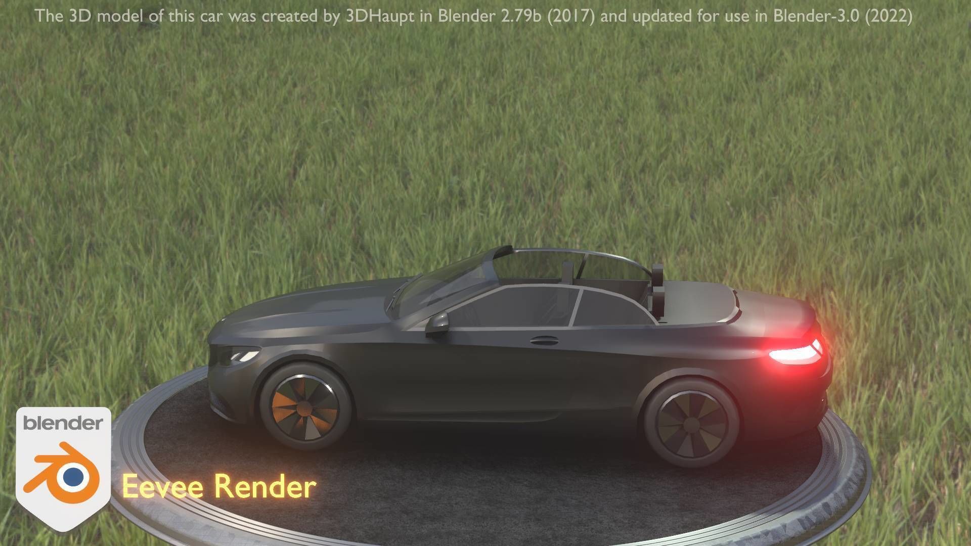 City Car 8 Top-Class Cabrio Open Type-A Black Low-poly 3D model_77