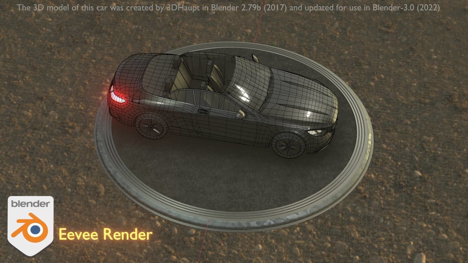 City Car 8 Top-Class Cabrio Open Type-A Black Low-poly 3D model_69