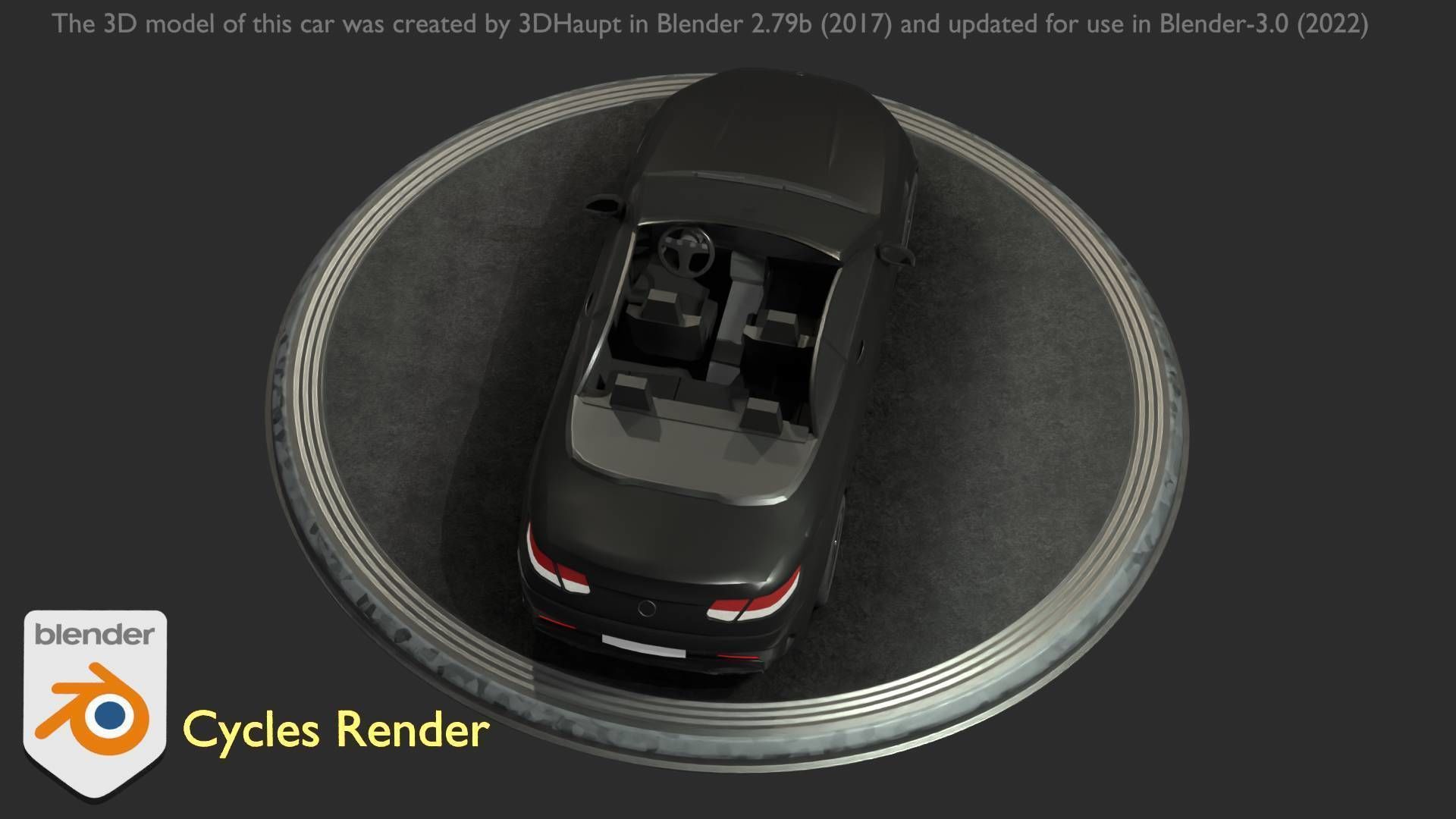 City Car 8 Top-Class Cabrio Open Type-A Black Low-poly 3D model_21