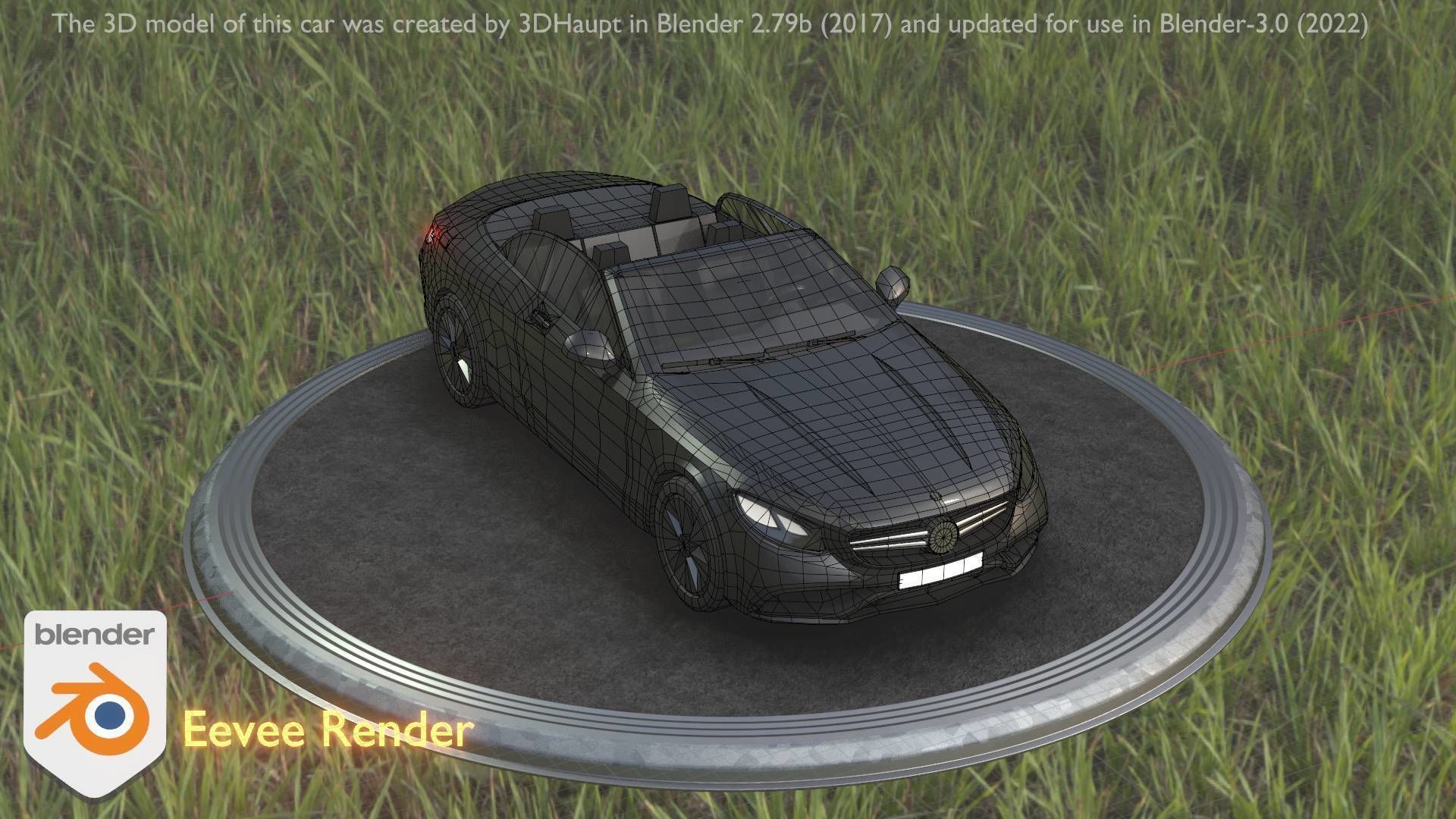 City Car 8 Top-Class Cabrio Open Type-A Black Low-poly 3D model_6