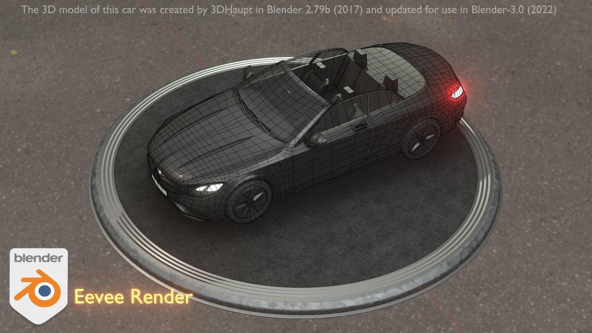 City Car 8 Top-Class Cabrio Open Type-A Black Low-poly 3D model_8