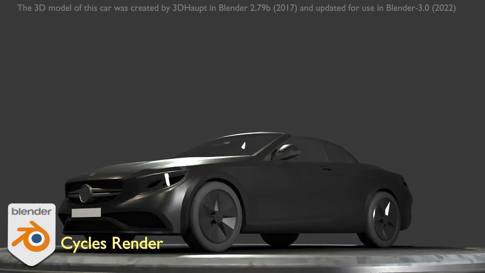 City Car 8 Top-Class Cabrio Open Type-A Black Low-poly 3D model_46