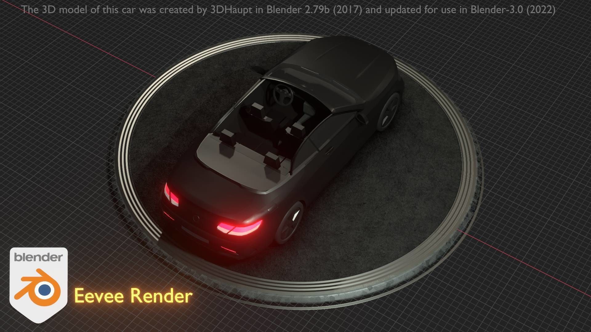 City Car 8 Top-Class Cabrio Open Type-A Black Low-poly 3D model_22