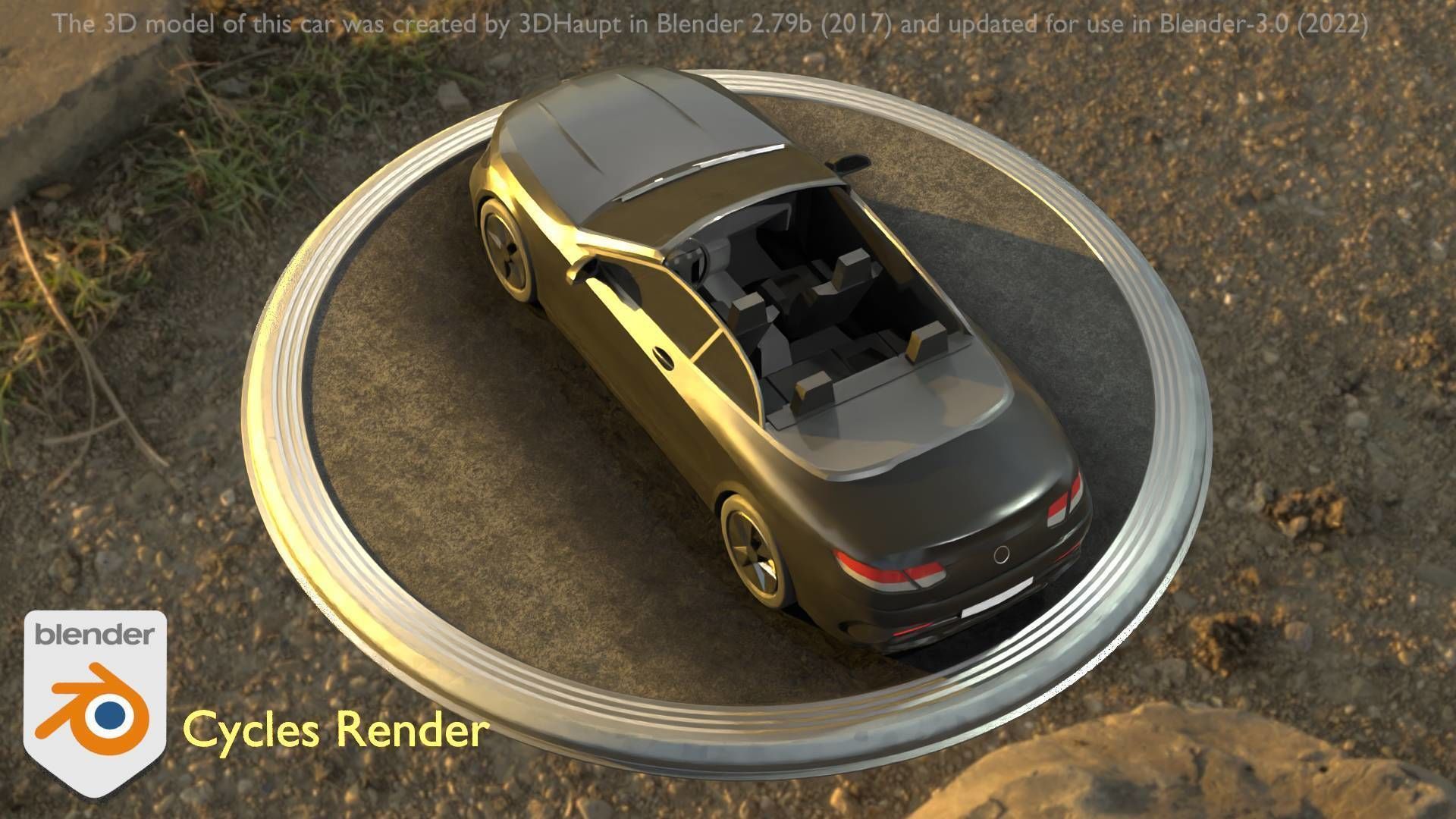 City Car 8 Top-Class Cabrio Open Type-A Black Low-poly 3D model_19