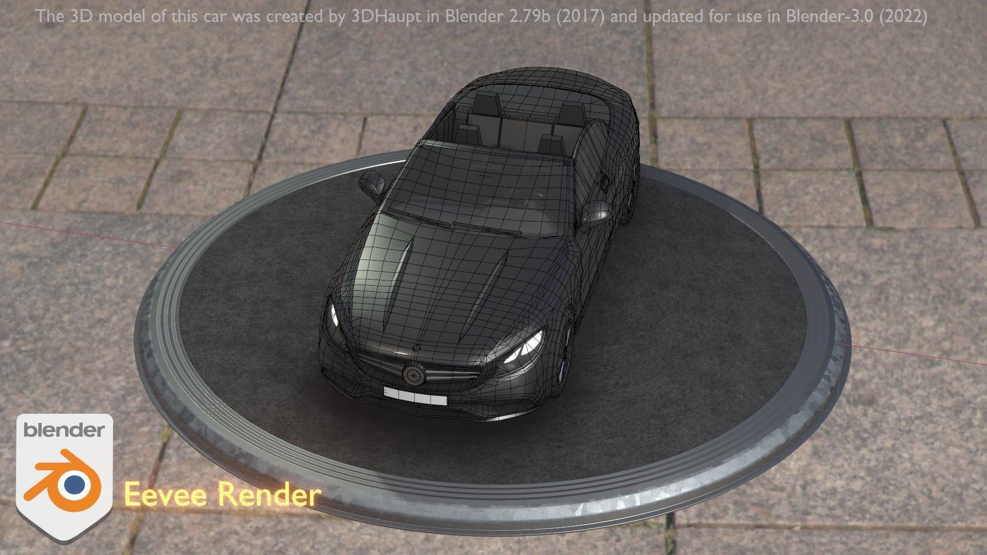 City Car 8 Top-Class Cabrio Open Type-A Black Low-poly 3D model_59