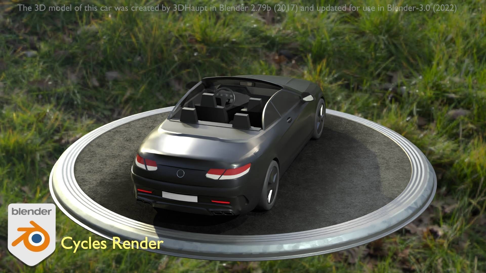 City Car 8 Top-Class Cabrio Open Type-A Black Low-poly 3D model_95