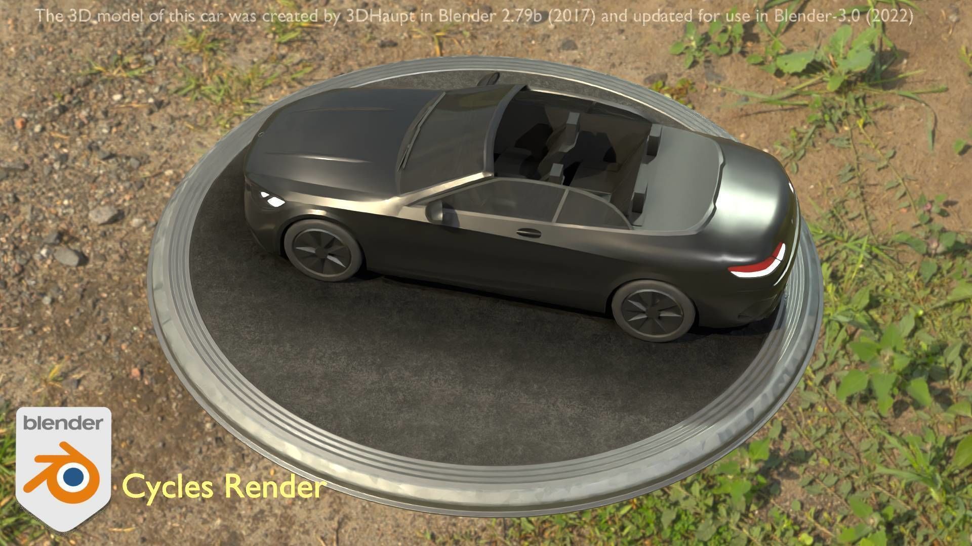 City Car 8 Top-Class Cabrio Open Type-A Black Low-poly 3D model_17