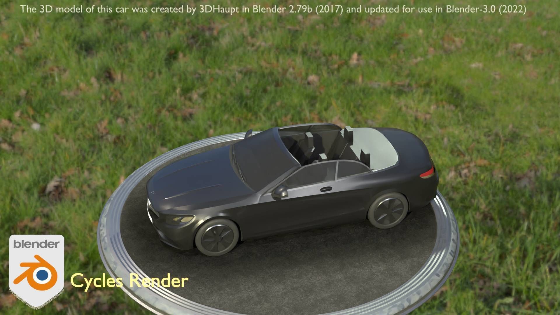 City Car 8 Top-Class Cabrio Open Type-A Black Low-poly 3D model_76