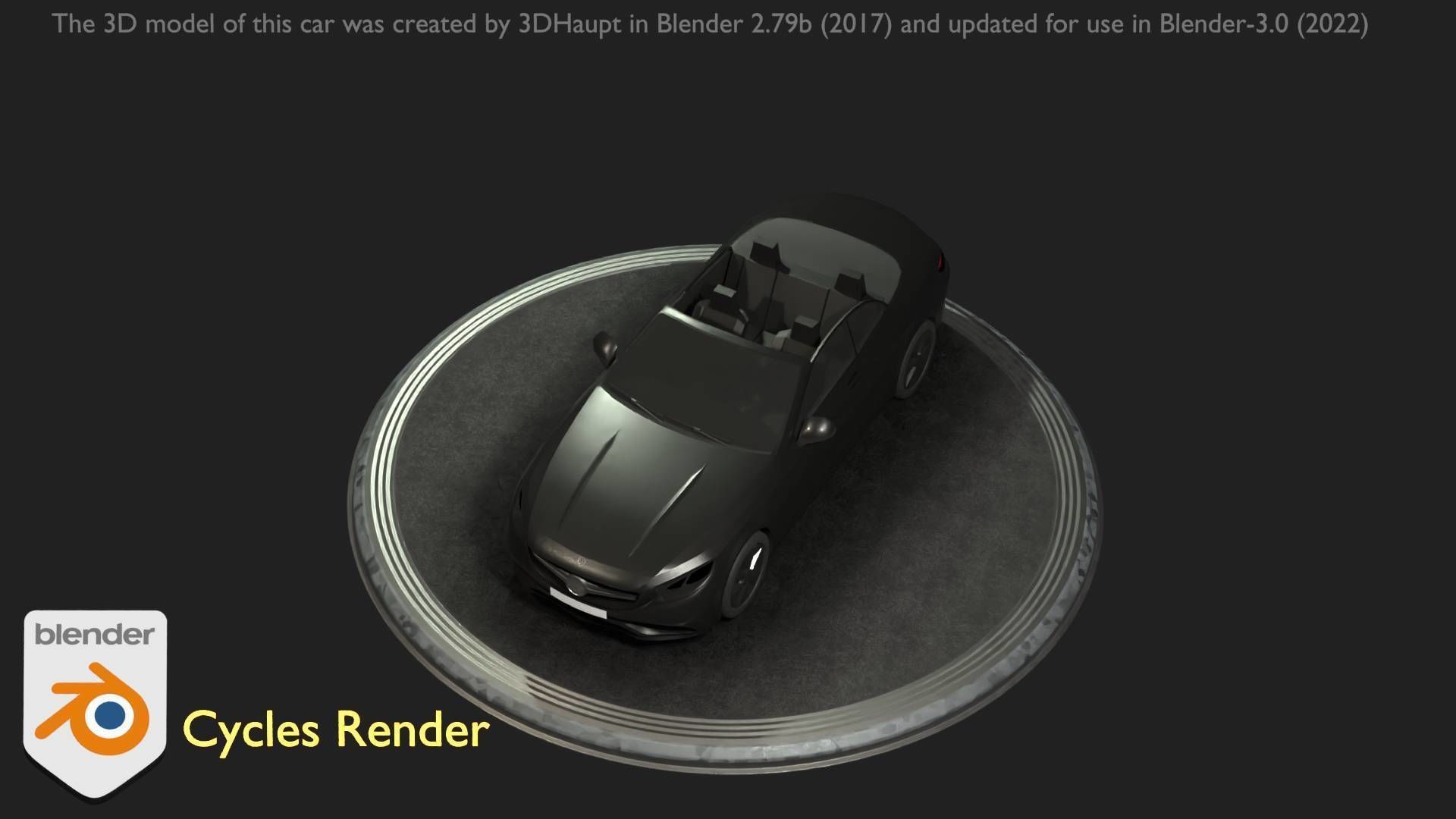 City Car 8 Top-Class Cabrio Open Type-A Black Low-poly 3D model_74