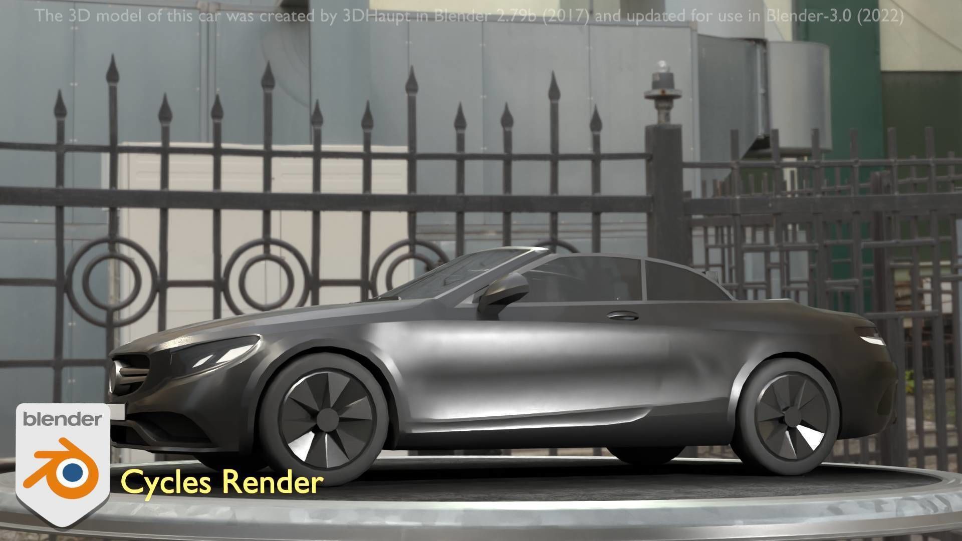 City Car 8 Top-Class Cabrio Open Type-A Black Low-poly 3D model_89