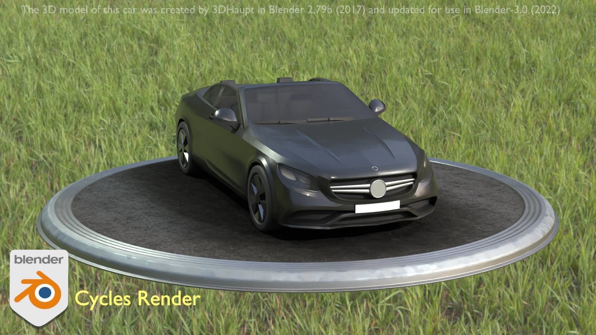 City Car 8 Top-Class Cabrio Open Type-A Black Low-poly 3D model_88