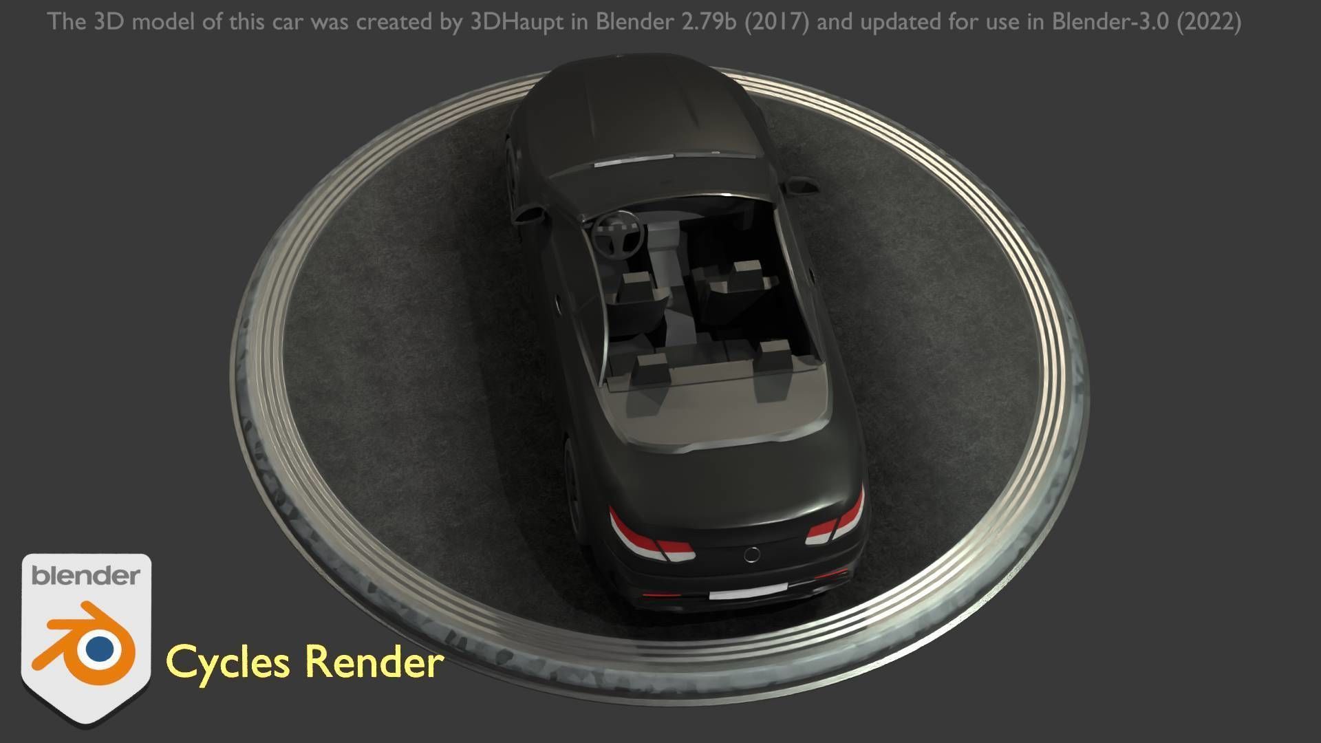 City Car 8 Top-Class Cabrio Open Type-A Black Low-poly 3D model_64