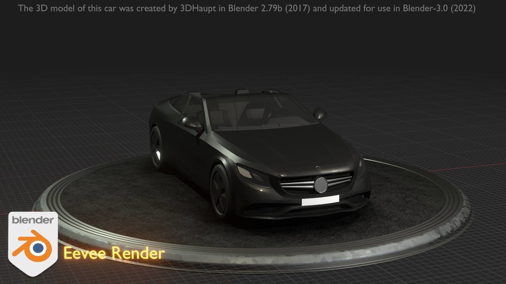 City Car 8 Top-Class Cabrio Open Type-A Black Low-poly 3D model_43