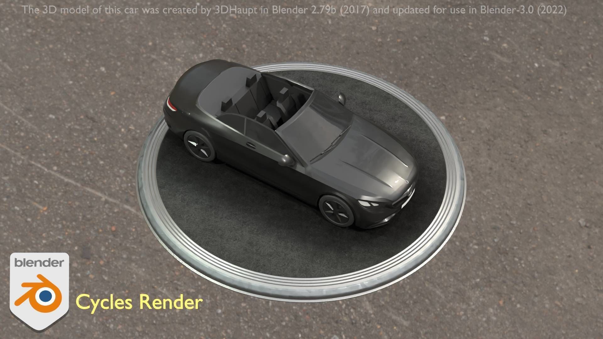 City Car 8 Top-Class Cabrio Open Type-A Black Low-poly 3D model_70