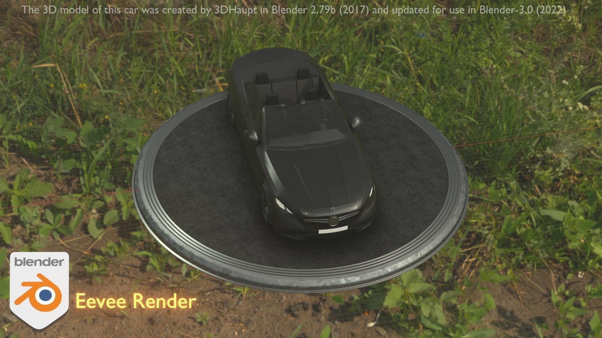 City Car 8 Top-Class Cabrio Open Type-A Black Low-poly 3D model_28