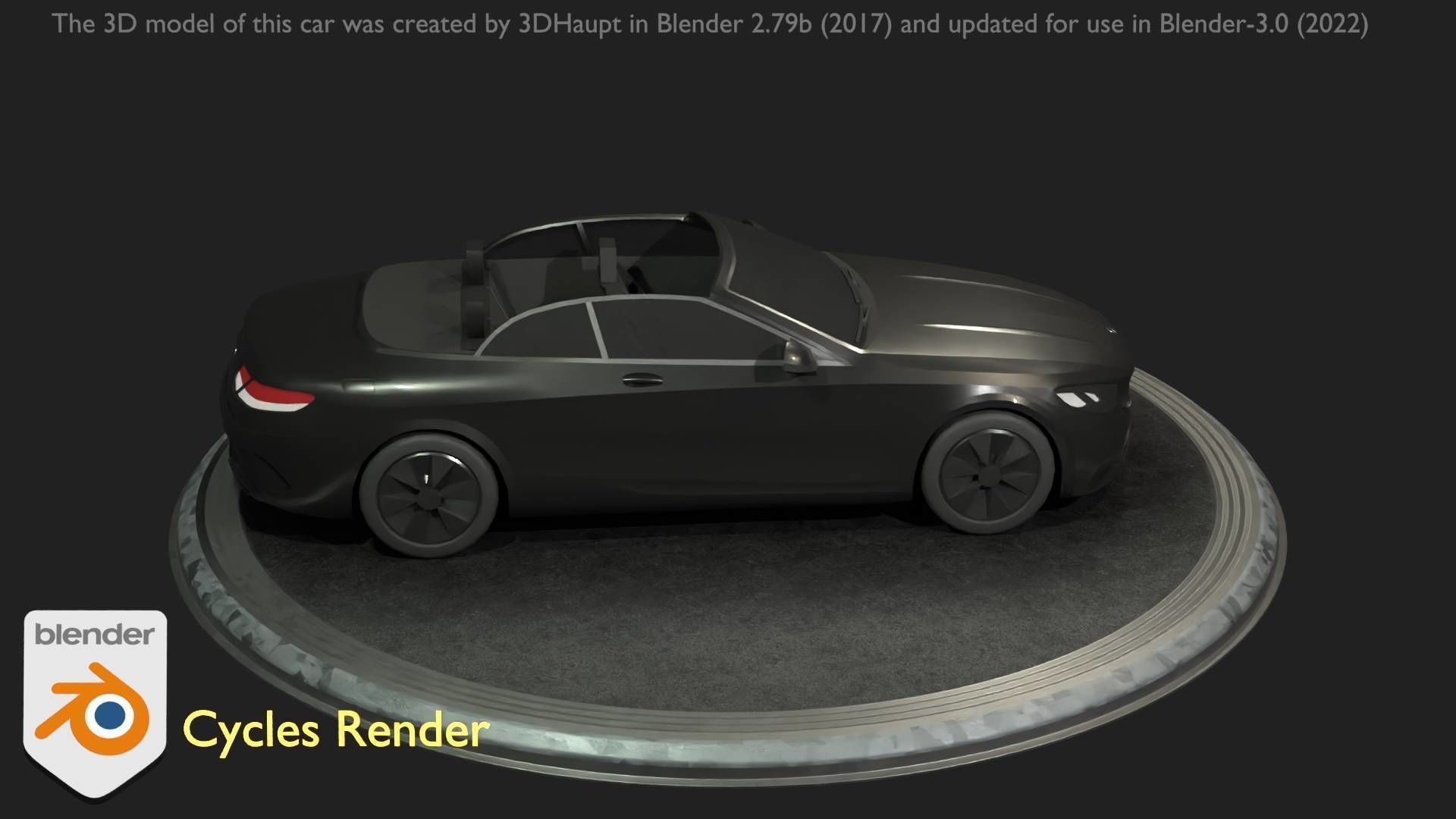 City Car 8 Top-Class Cabrio Open Type-A Black Low-poly 3D model_55