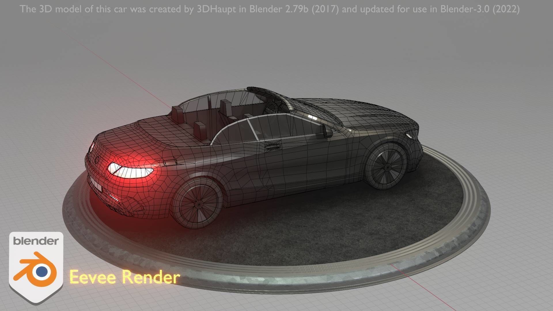 City Car 8 Top-Class Cabrio Open Type-A Black Low-poly 3D model_54