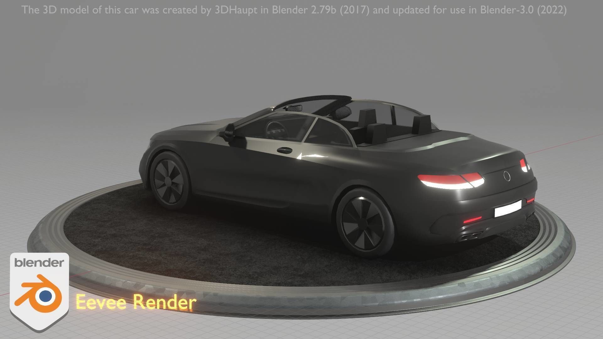 City Car 8 Top-Class Cabrio Open Type-A Black Low-poly 3D model_92