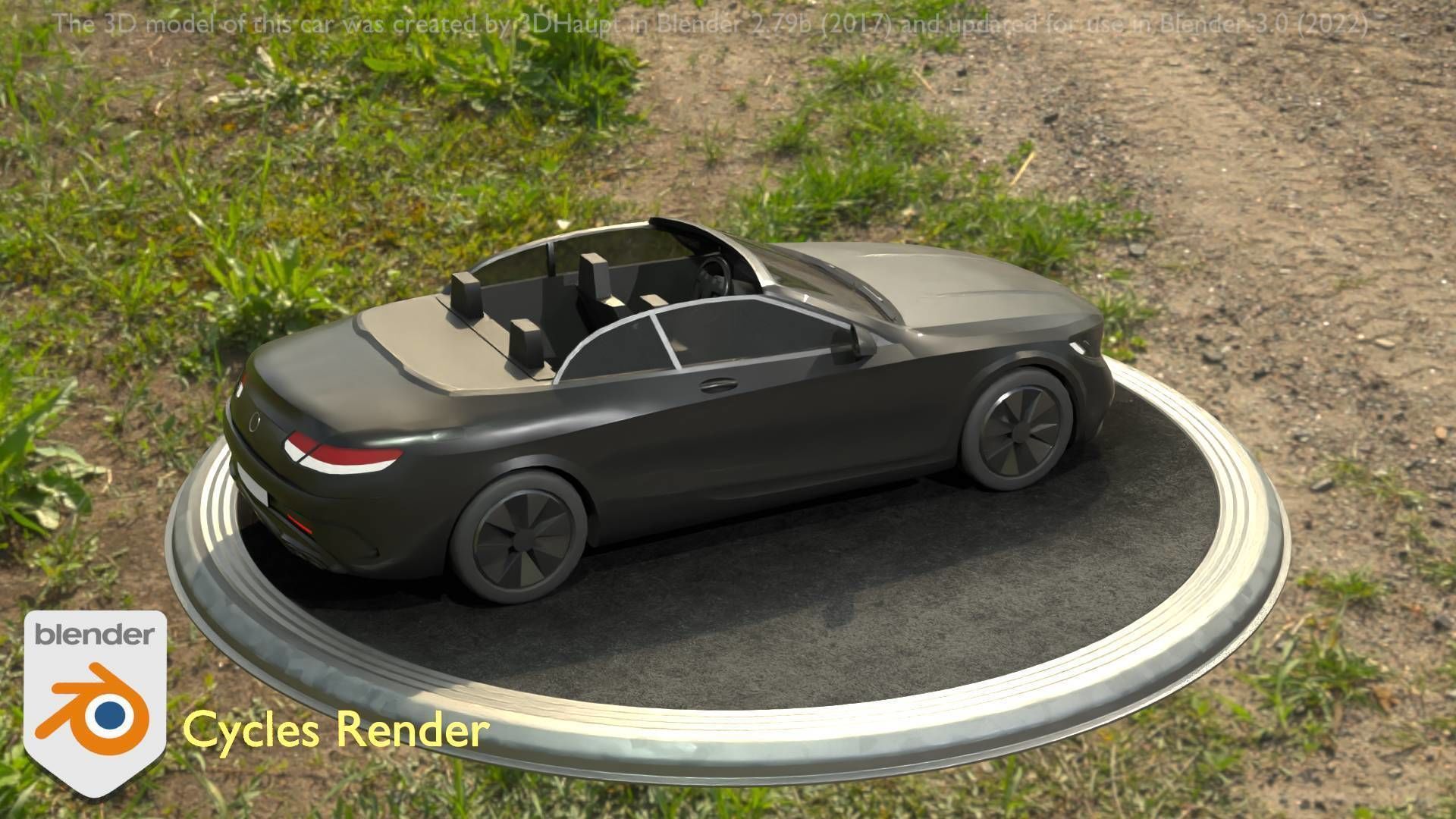 City Car 8 Top-Class Cabrio Open Type-A Black Low-poly 3D model_97