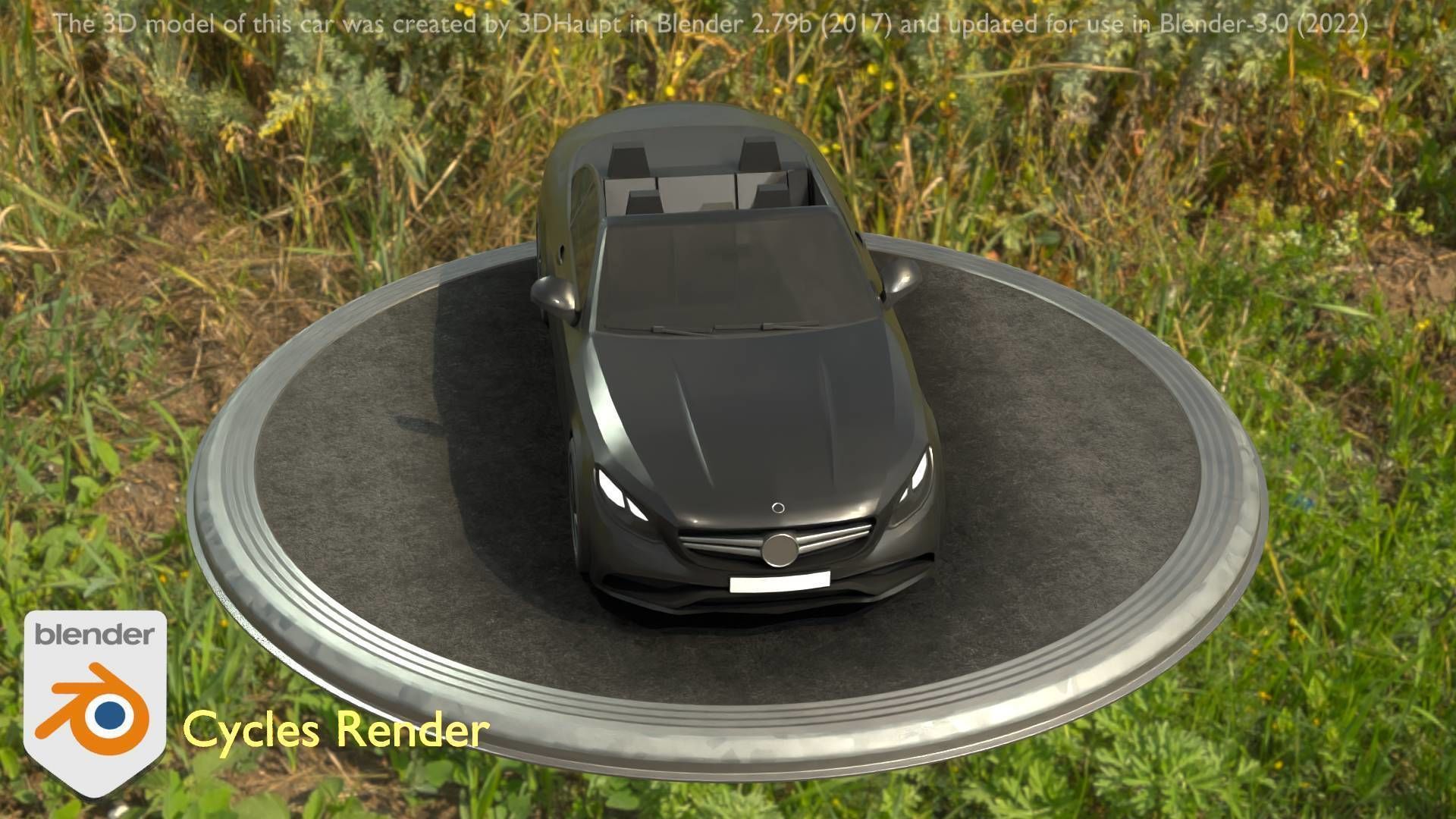 City Car 8 Top-Class Cabrio Open Type-A Black Low-poly 3D model_58