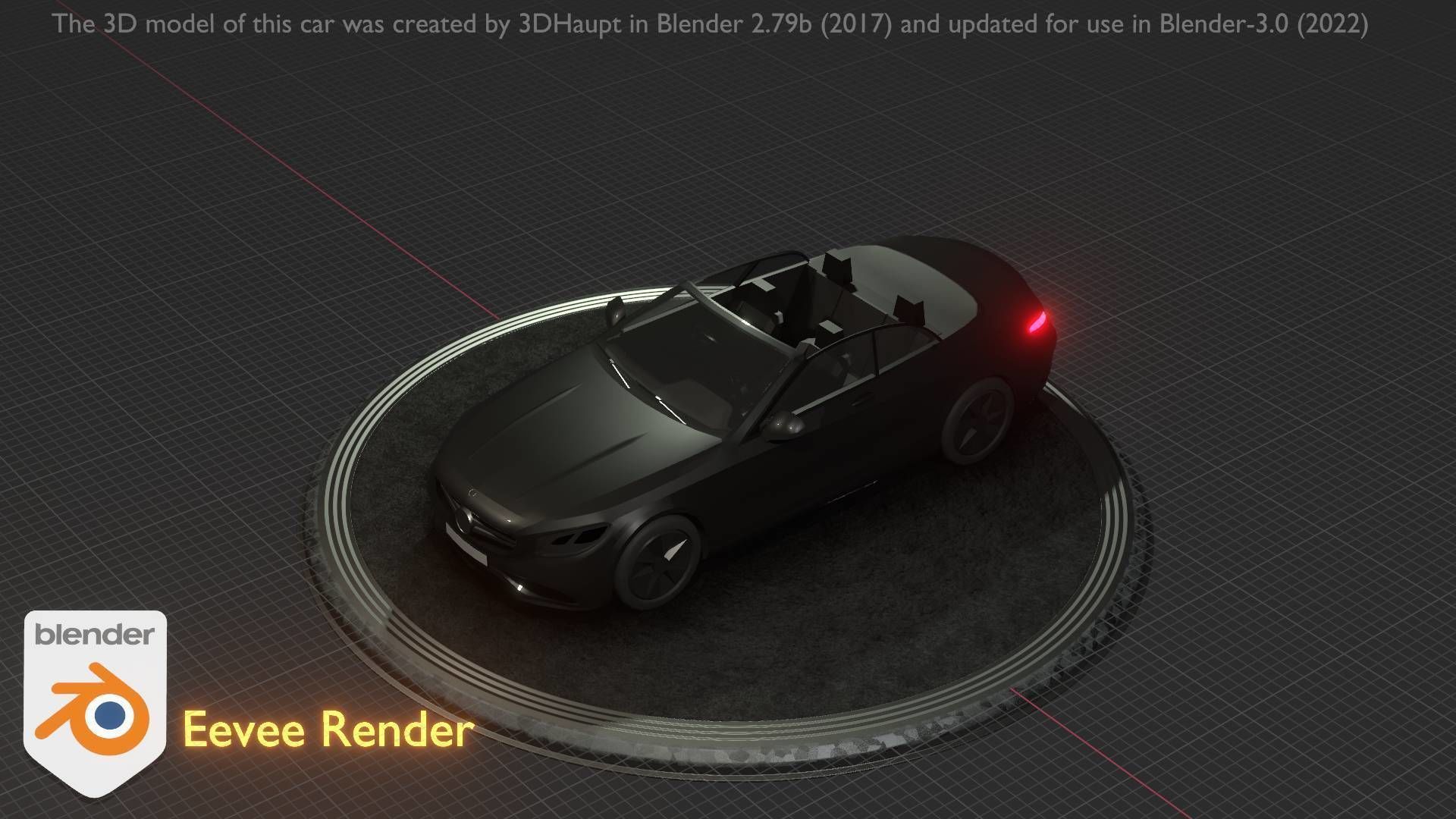 City Car 8 Top-Class Cabrio Open Type-A Black Low-poly 3D model_75