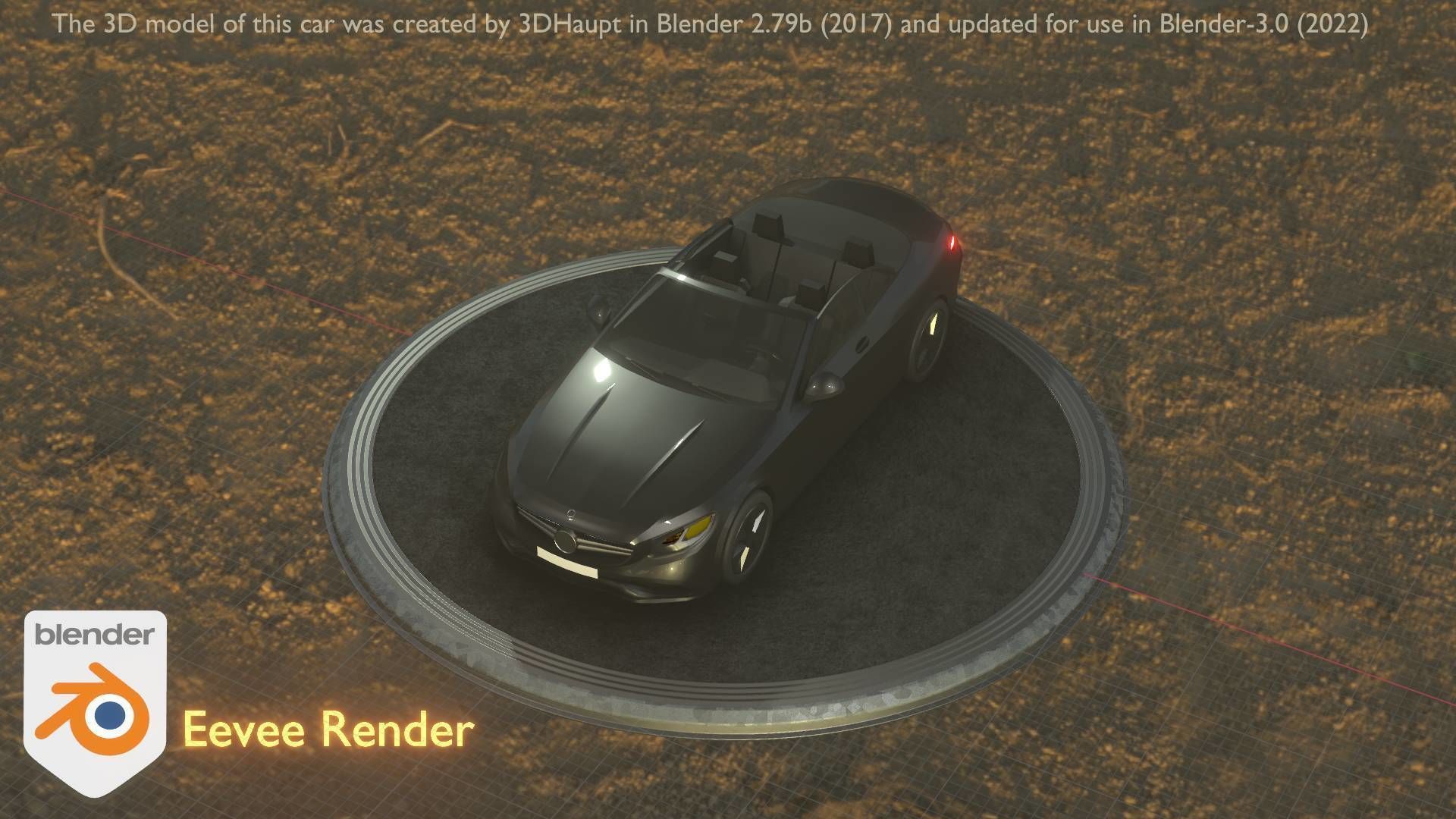 City Car 8 Top-Class Cabrio Open Type-A Black Low-poly 3D model_30