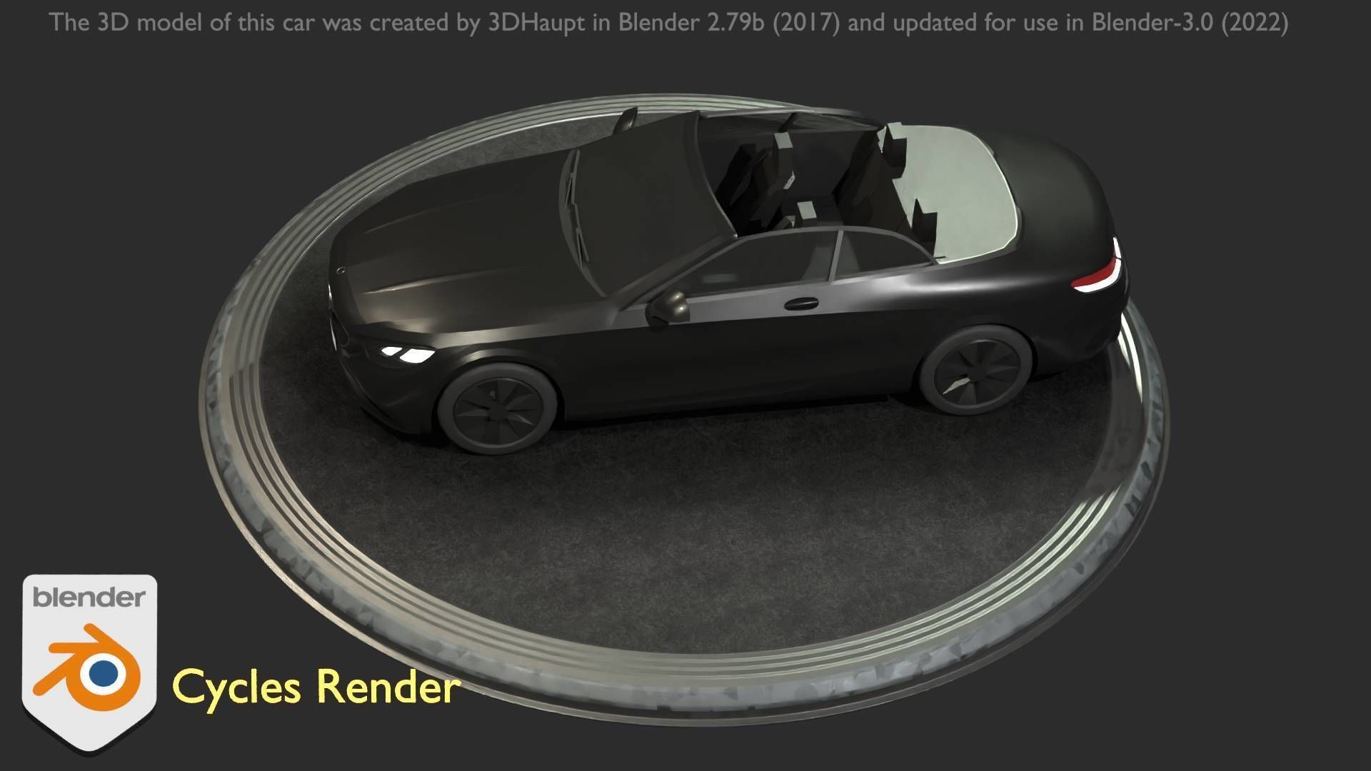 City Car 8 Top-Class Cabrio Open Type-A Black Low-poly 3D model_60