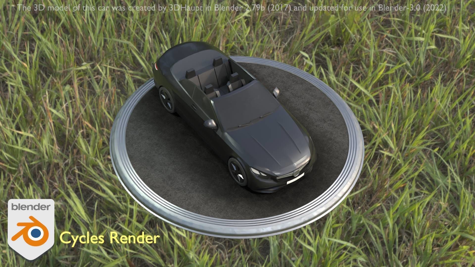 City Car 8 Top-Class Cabrio Open Type-A Black Low-poly 3D model_27