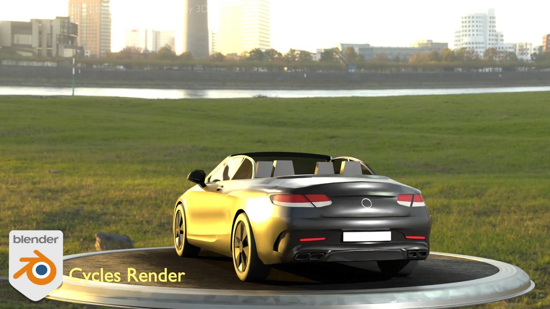 City Car 8 Top-Class Cabrio Open Type-A Black Low-poly 3D model_80