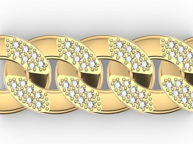 diamond Cuban chain  bracelet stl verified 3D print model