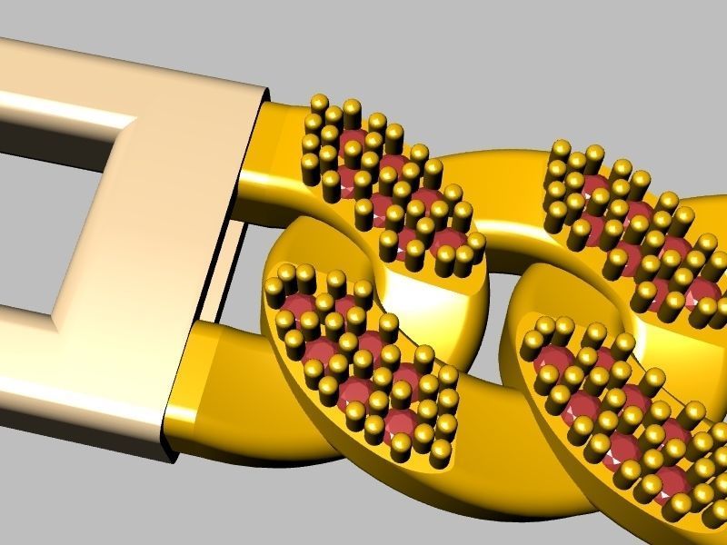 diamond Cuban chain bracelet stl verified 3D print model_17
