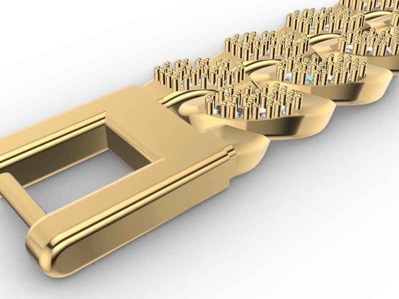 diamond Cuban chain bracelet stl verified 3D print model_5