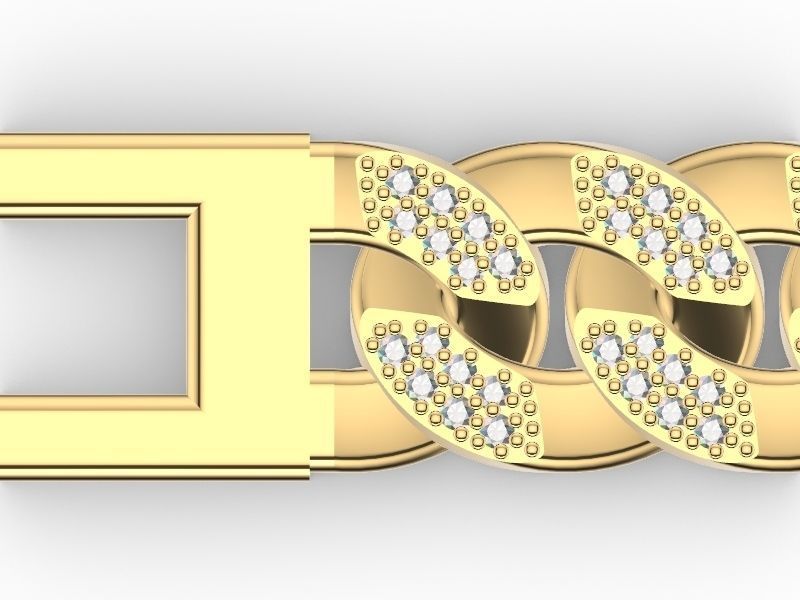 diamond Cuban chain bracelet stl verified 3D print model_11