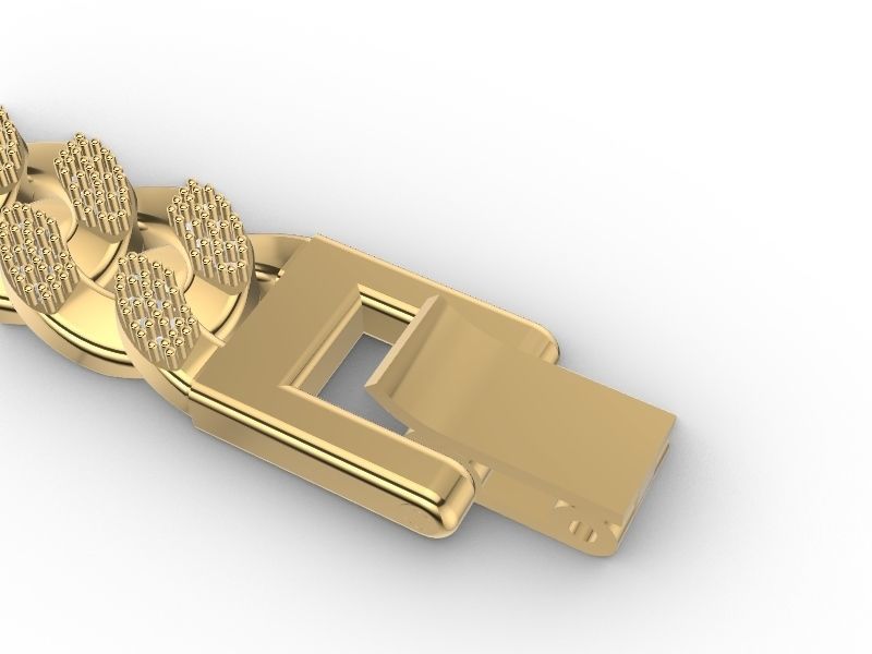 diamond Cuban chain bracelet stl verified 3D print model_2