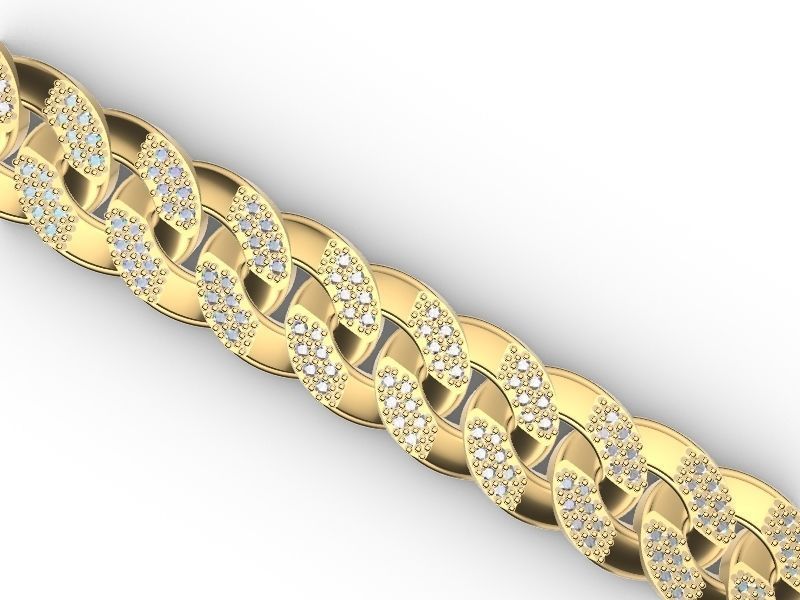 diamond Cuban chain bracelet stl verified 3D print model_1