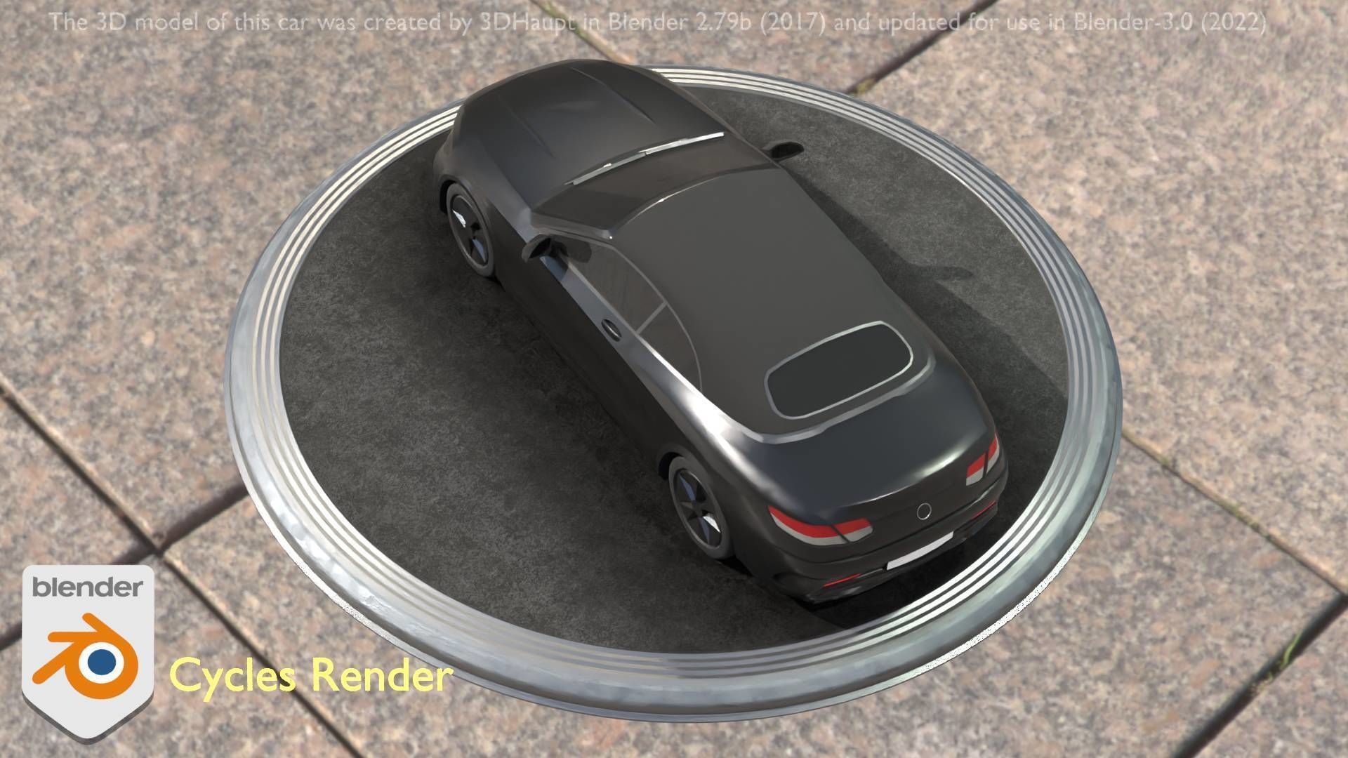 City Car 9 Top-Class Type-A Black Low-poly 3D model_14