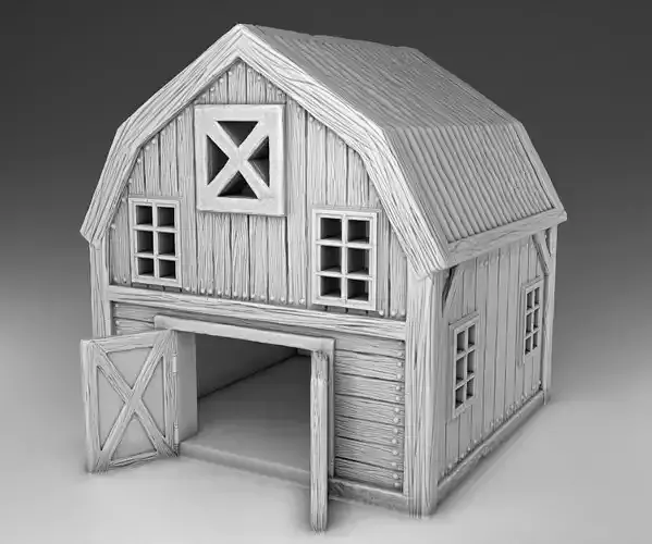 The barn with doors and windows 3D print model
